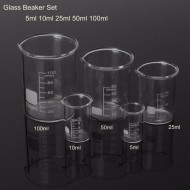 SET X 5 GLASS measuring graduated beaker 5-10-25-50-100ml