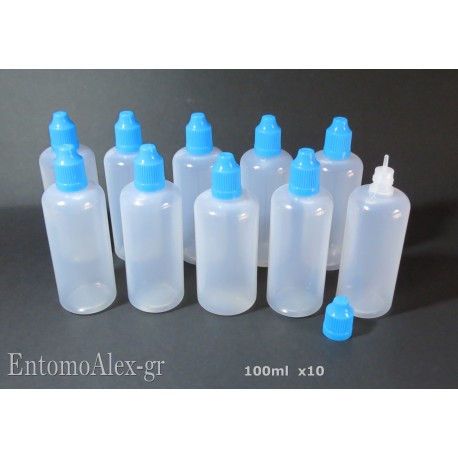 x10   100ml HDPE childproof cap dropper bottles
