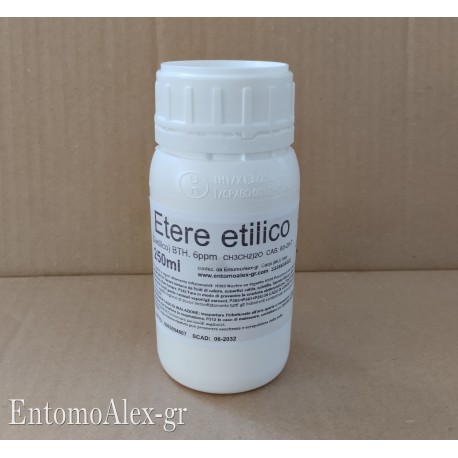 Etere Etilico ( Dietilico ) 250ml EP (BHT. 10 PPM)  bottiglia flacone - etere solvente