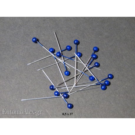0.5x37 BLUE Acrylic  headed insects mounting pins